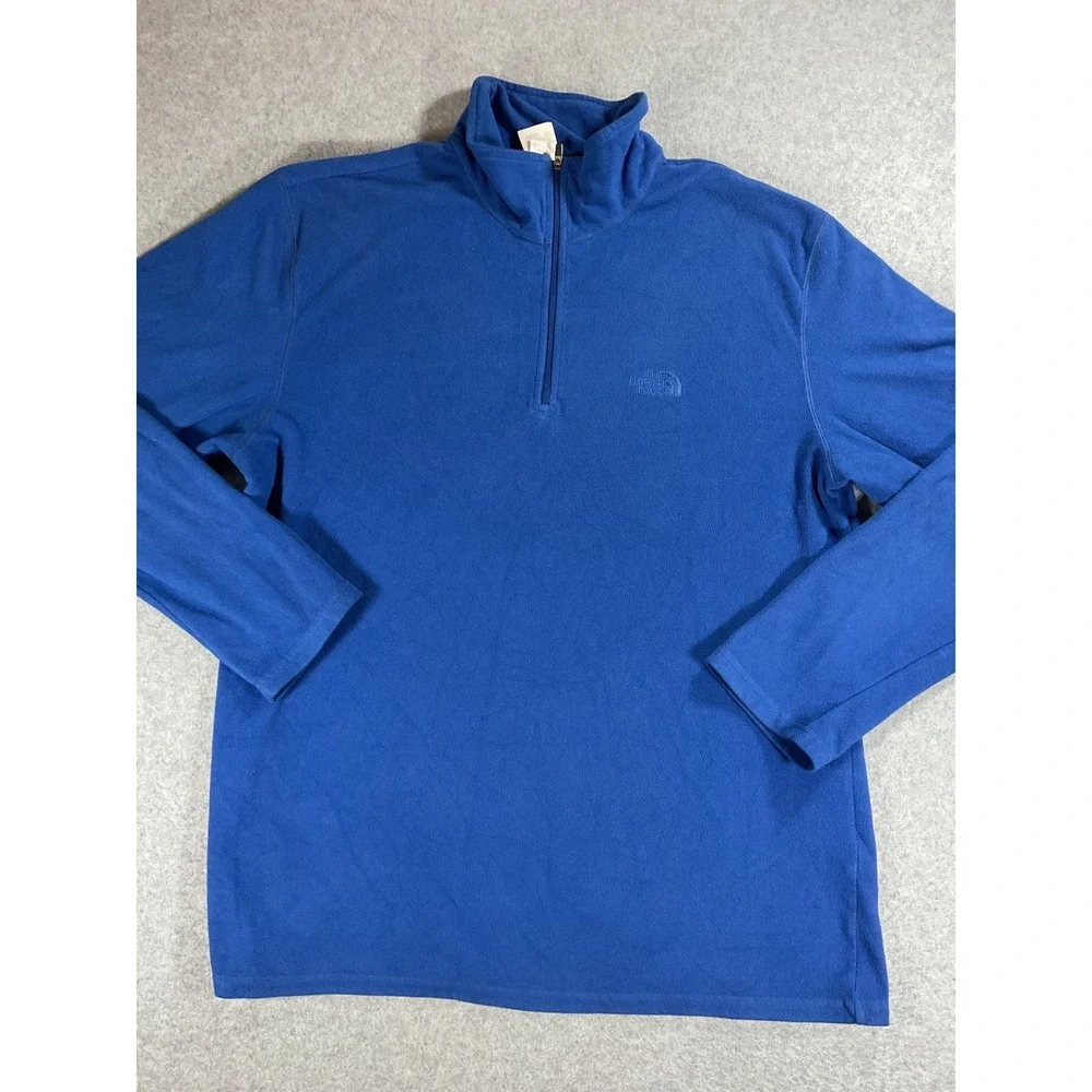 The North Face TKA 100 Mens Blue Quarter Zip Fleece Pullover Jacket Large L 1752